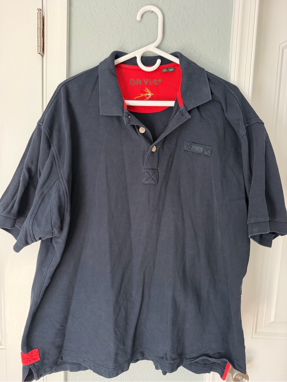 Orvis Men's Navy Polo with Red Trim